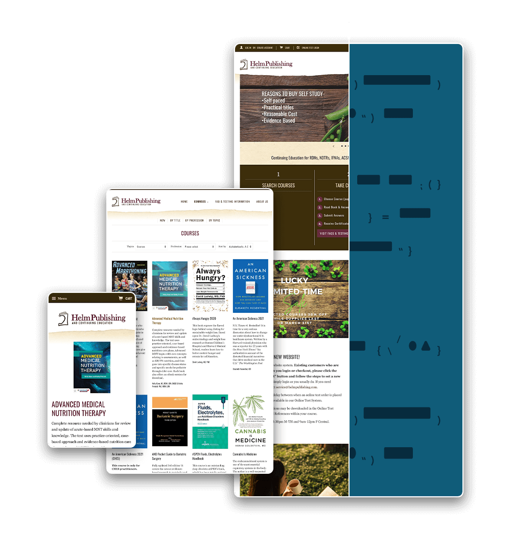 multiple views of the helm publishing website