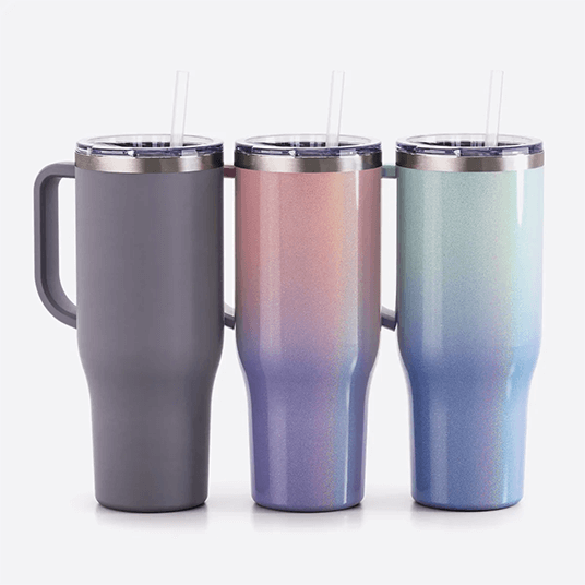 a row of tumblers