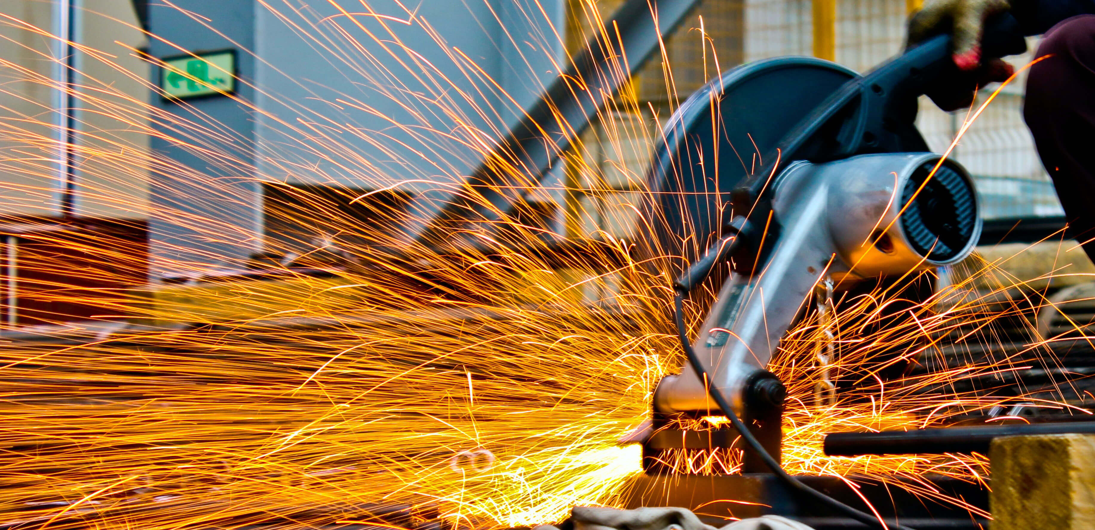 construction saw and sparks
