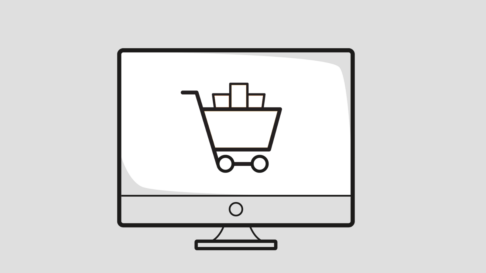 a graphic showing a shopping cart on a computer screen