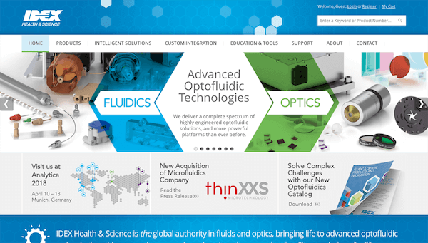 An example of IDEX website design.