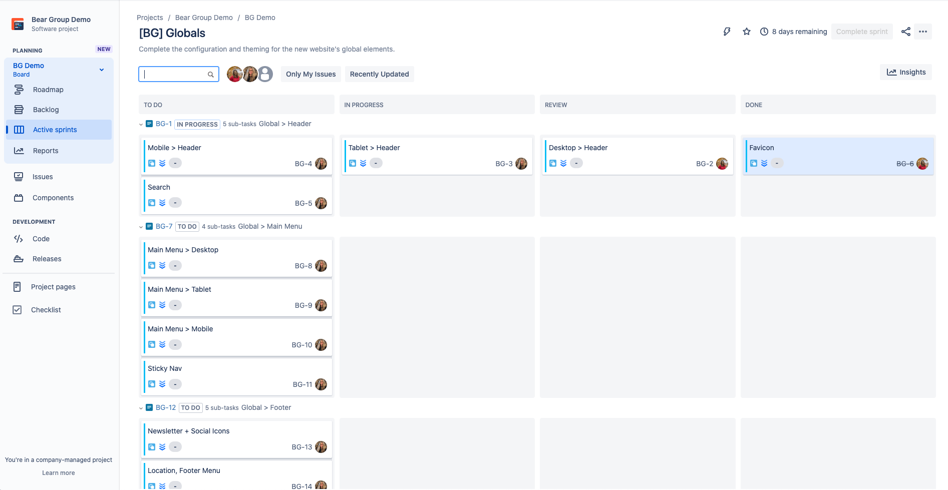An example of the ticketing process in jira