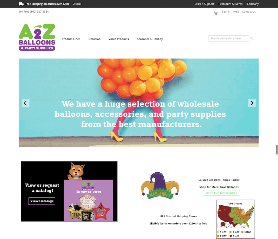 a look at the a2z balloons website