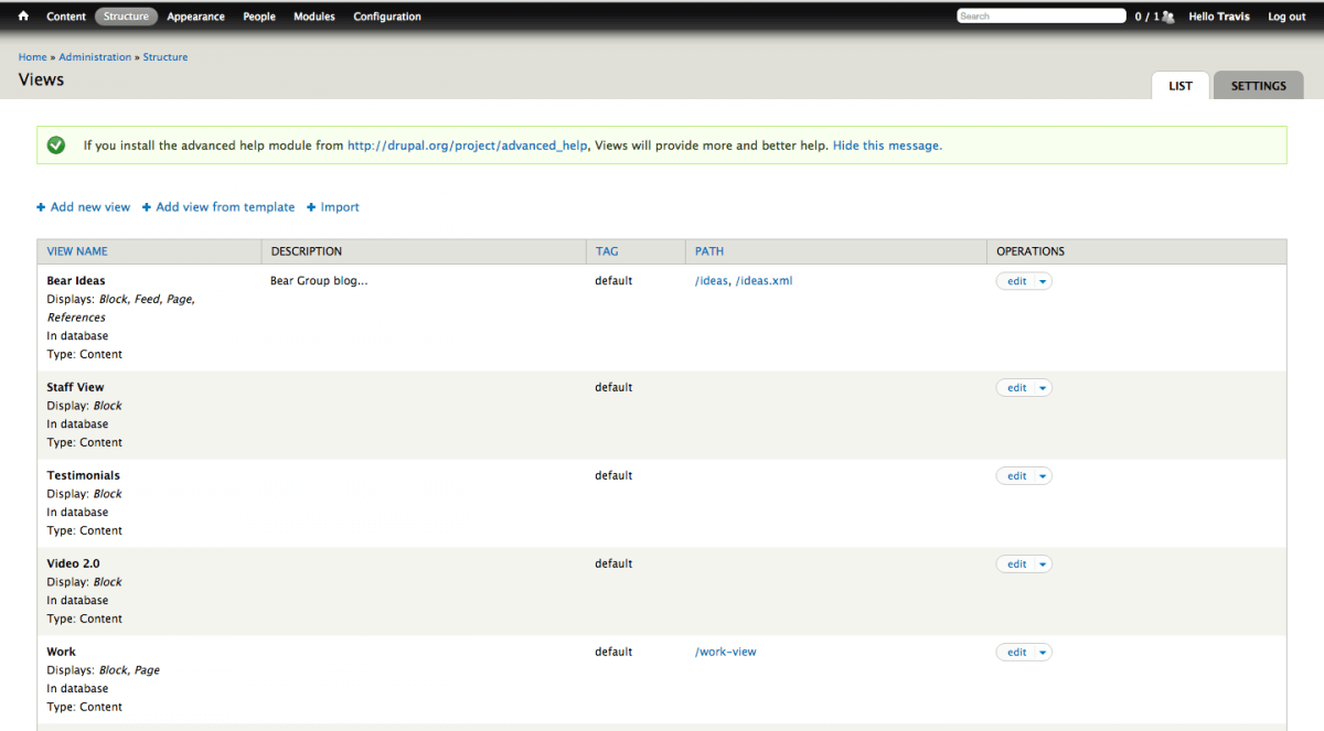 Drupal Admin View Example