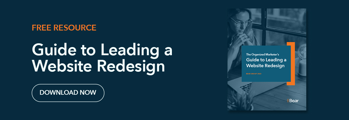 A graphic showing an advertisement for the Guide to Leading a Website Redesign.