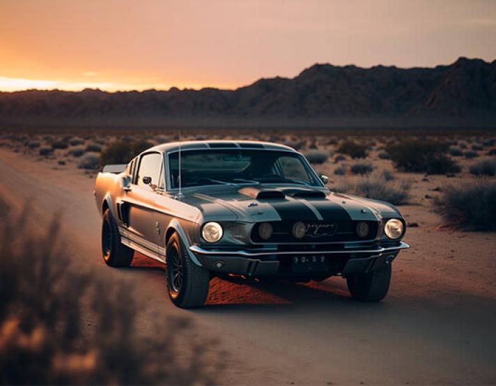 muscle car in desert